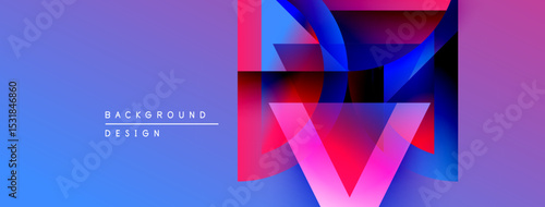 Abstract geometric design. Vibrant blue, purple, pink hues create modern visual impact. Text reads background design.