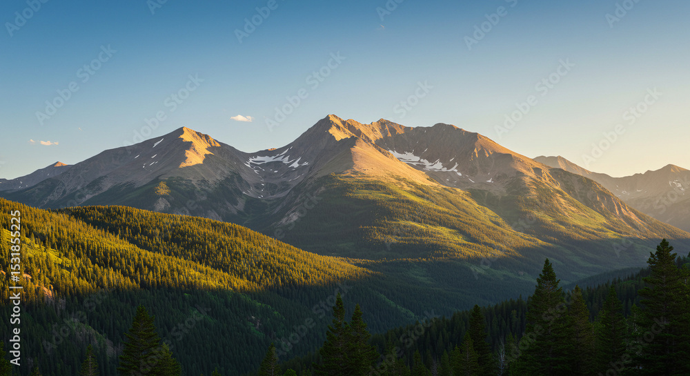 Fototapeta premium Summer Serenity in the Rocky Mountains – Lush Green Valleys and Majestic Peaks at Maroon Bells, Colorado