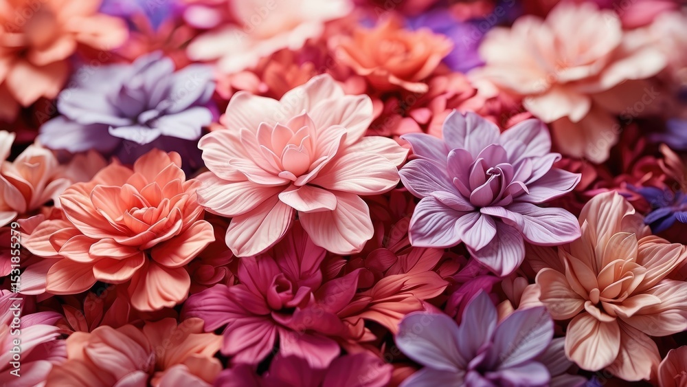 Fototapeta premium Vibrant Abstract Wallpaper Featuring Red and Blue Flowers