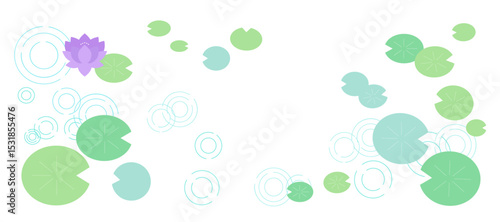 睡蓮と波紋の背景イラスト　コピースペース　暑中見舞い