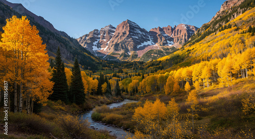 Colorado Day Beauty – Autumn Glory at Maroon Bells with Golden Aspens and Majestic Peaks