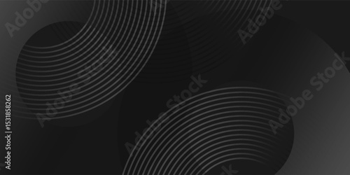 Abstract white geometric lines on dark background. Modern gray circle lines pattern. Futuristic technology concept. Suitable for covers, posters,