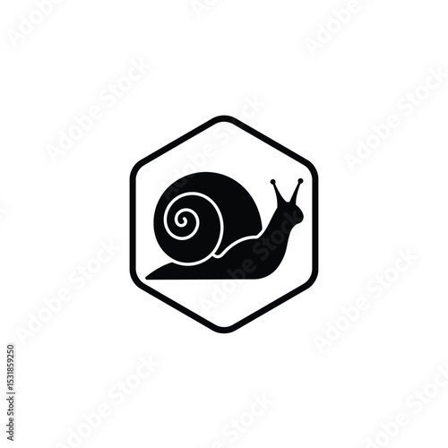 Snail icon hexagon shape black silhouette design