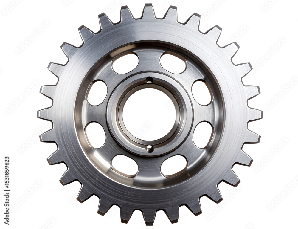 Top View of Polished Industrial Gear with Glossy Finish, PNG Transparent Top View of Polished Industrial Gear with Glossy Finish, PNG Transparent