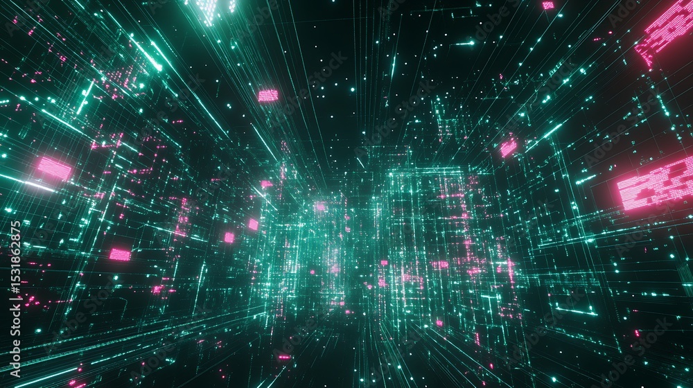 Fototapeta premium Futuristic digital city (2)