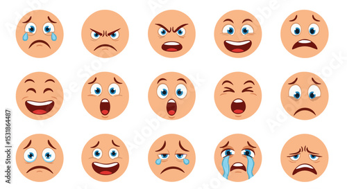  A grid of emoticons displaying various facial expressions and emotions