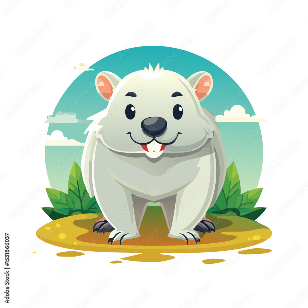 Fototapeta premium Wombat Streamlined Vector Art with Flat Colors and Sharp Linework
