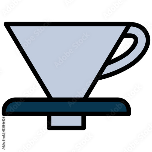 Dripper Outline Flat Icon, Coffee Shop Concept Outline Flat Design Style