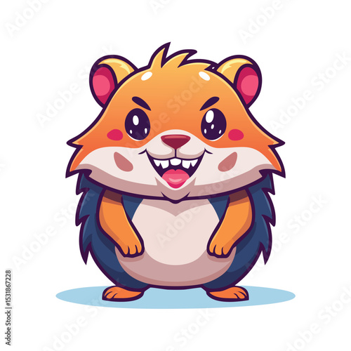 Syrian Hamster Streamlined Vector Art with Flat Colors and Sharp Linework