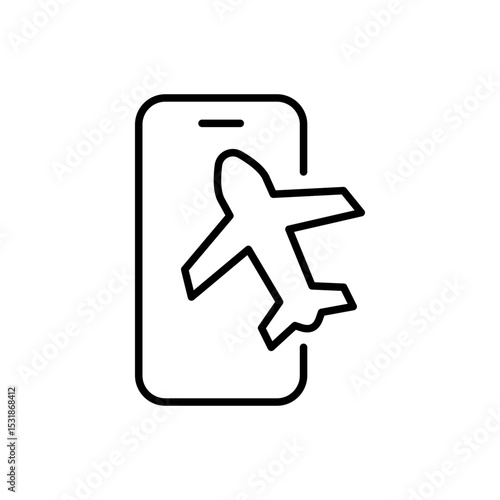 Flight Booking Mobile App Icon Outline Thin Line Symbol for Travel and Airline Reservation