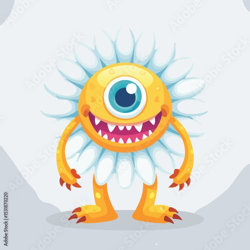Daisy Flat-Style Vector Illustration with Balanced Composition