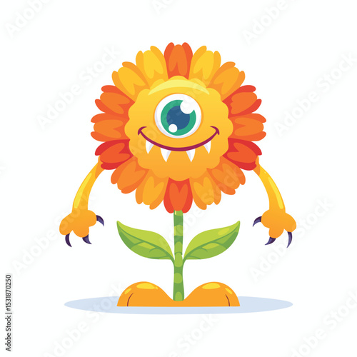 Marigold Flat-Style Vector Illustration with Balanced Composition