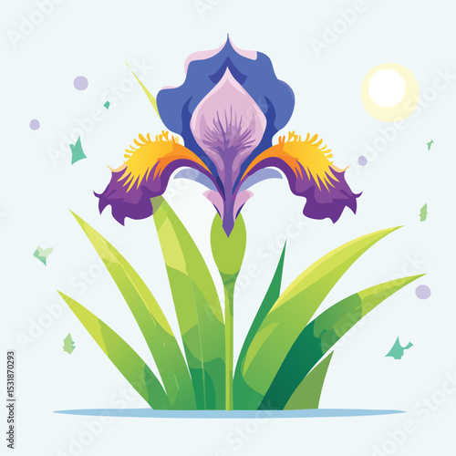 Iris Flat-Style Vector Illustration with Balanced Composition