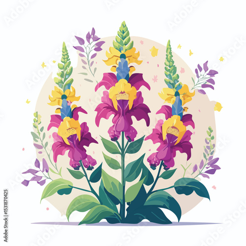 Snapdragon Flat-Style Vector Illustration with Balanced Composition