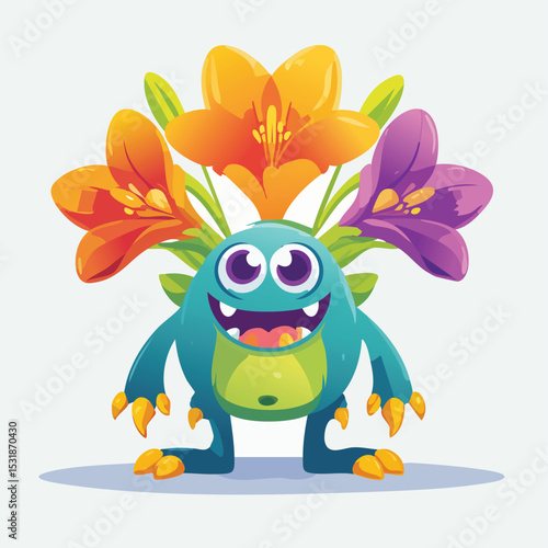 Freesia Flat-Style Vector Illustration with Balanced Composition