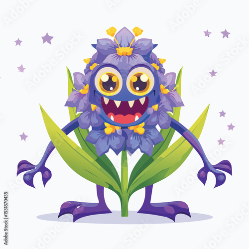 Delphinium Flat-Style Vector Illustration with Balanced Composition
