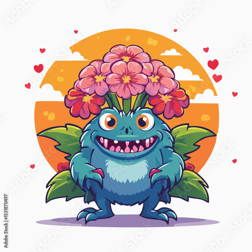 Geranium Flat-Style Vector Illustration with Balanced Composition