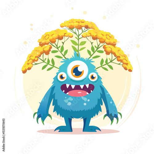 Yarrow Flat-Style Vector Illustration with Balanced Composition