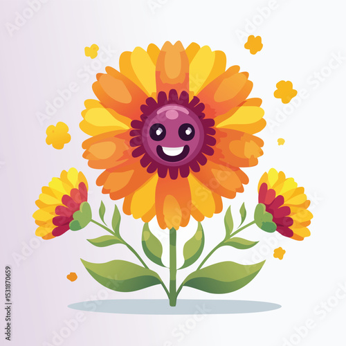 Coreopsis Flat-Style Vector Illustration with Balanced Composition