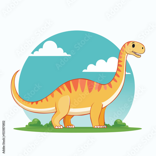 Diplodocus Flat-Style Vector Illustration with Balanced Composition