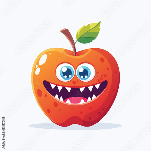 Apple Flat-Style Vector Illustration with Balanced Composition