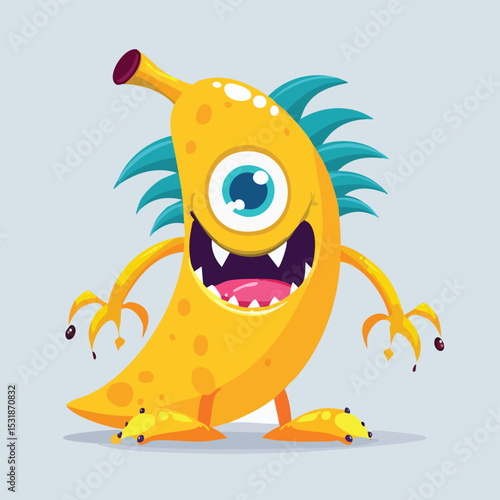 Banana Flat-Style Vector Illustration with Balanced Composition