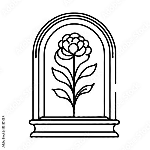 Floral design in columbarium niche with arched top  