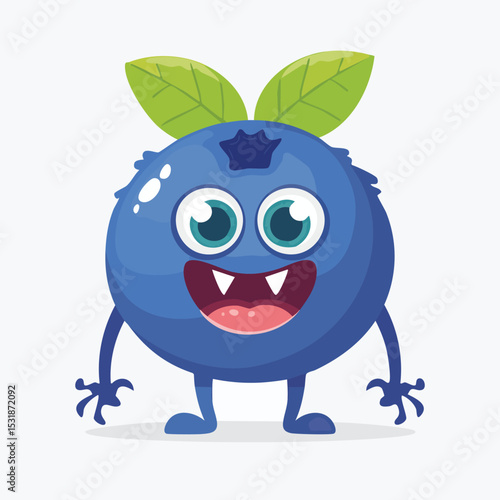 Blueberry Flat-Style Vector Illustration with Balanced Composition