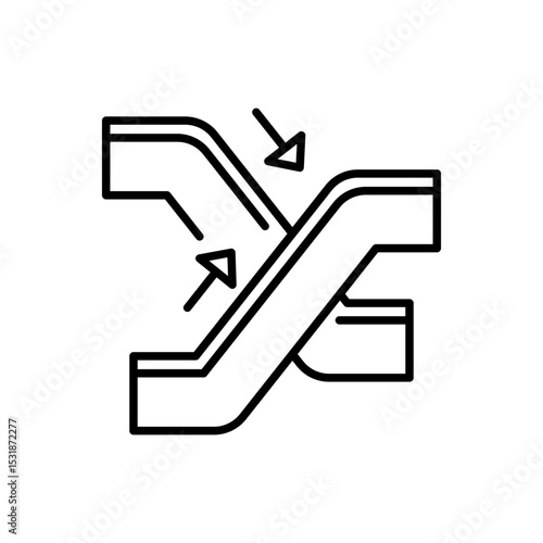 Escalator Stairs Icon Outline Style Thin Line Symbol Showing Up and Down Movement