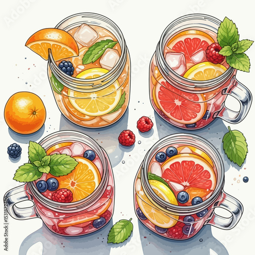 Refreshing Summer Fruit Infusions in Mason Jars