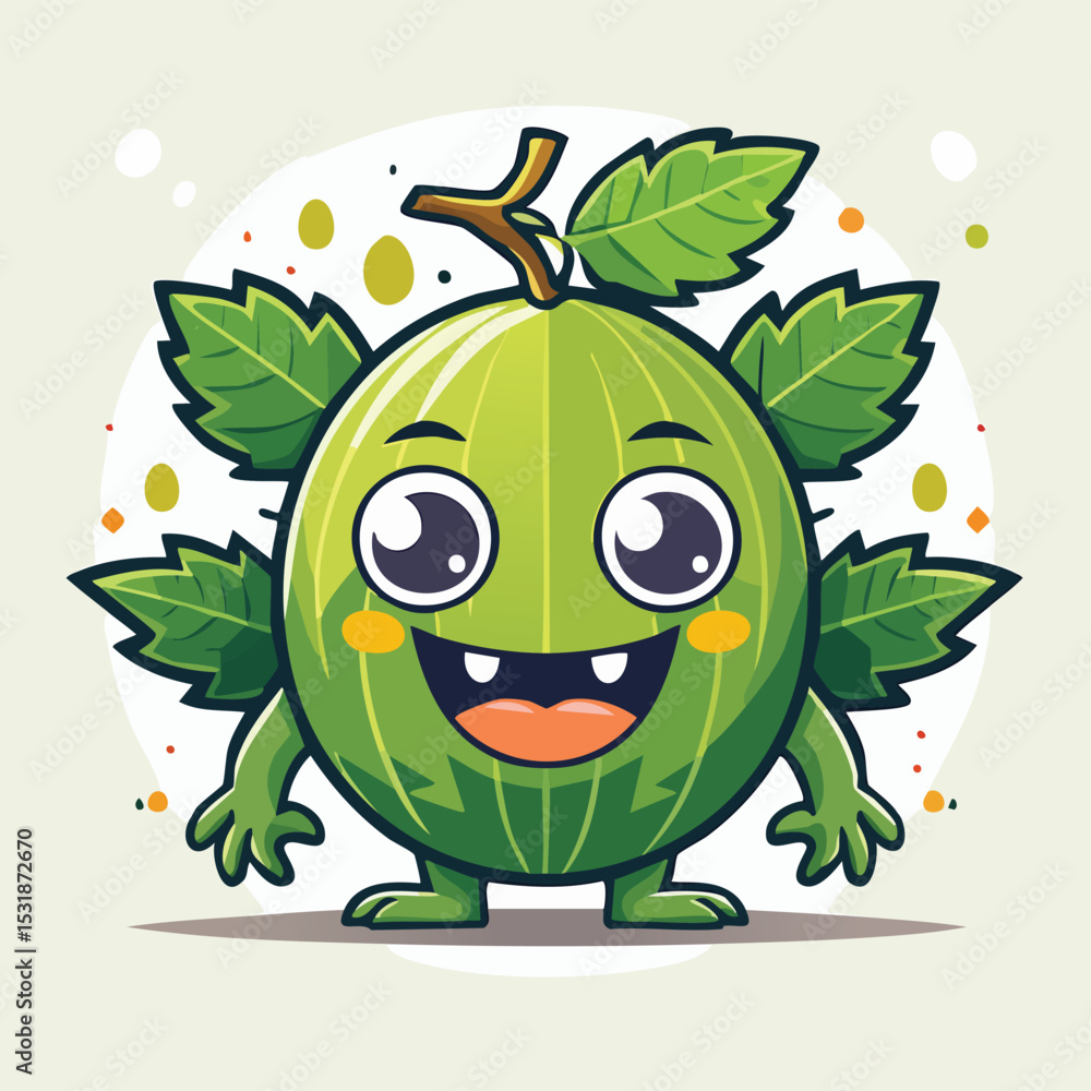 Fototapeta premium Gooseberry Flat-Style Vector Illustration with Balanced Composition