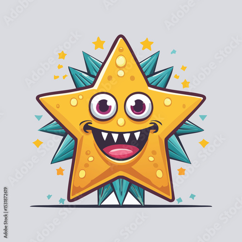 Star Fruit Flat-Style Vector Illustration with Balanced Composition