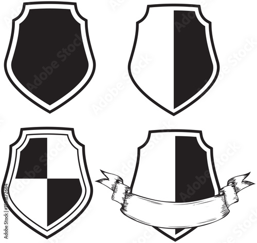 シンプルなエンブレム・紋章の枠・フレーム装飾イラストセット