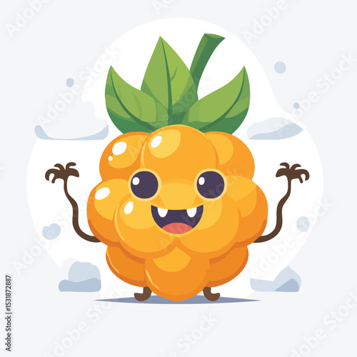 Cloudberry Flat-Style Vector Illustration with Balanced Composition