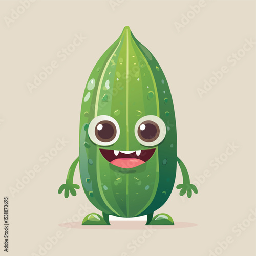 Okra Flat Illustration Featuring Clean Shapes and Bold Outlines