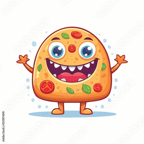Focaccia Flat Illustration Featuring Clean Shapes and Bold Outlines