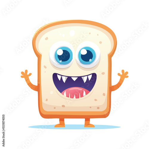White Bread Flat Illustration Featuring Clean Shapes and Bold Outlines