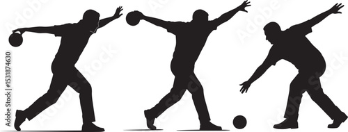 Bowling action silhouette vector illustration