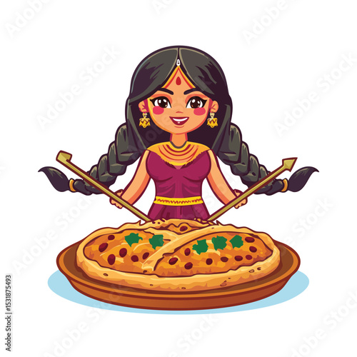 Turkish Pide Flat Illustration Featuring Clean Shapes and Bold Outlines