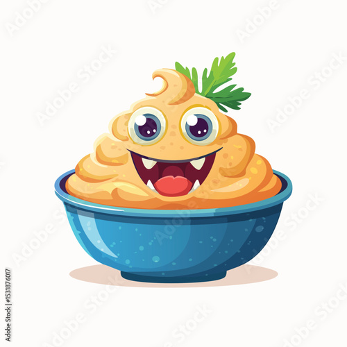 Mashed Potatoes Flat Illustration Featuring Clean Shapes and Bold Outlines