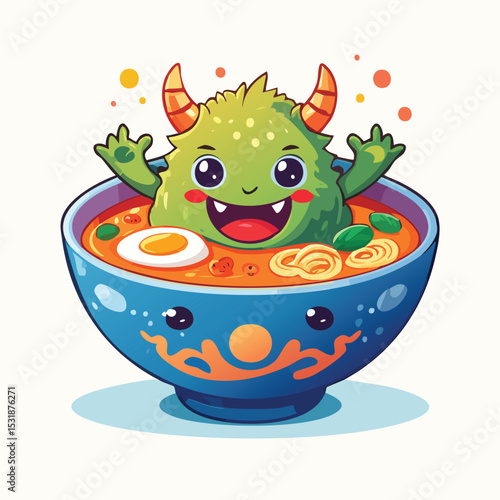 Miso Soup Flat Illustration Featuring Clean Shapes and Bold Outlines