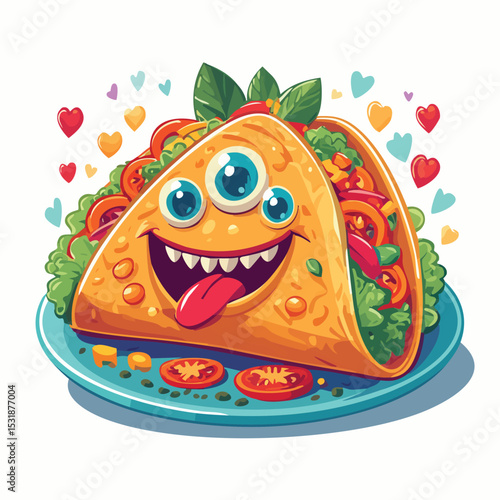 Chicken Enchiladas Flat Illustration Featuring Clean Shapes and Bold Outlines