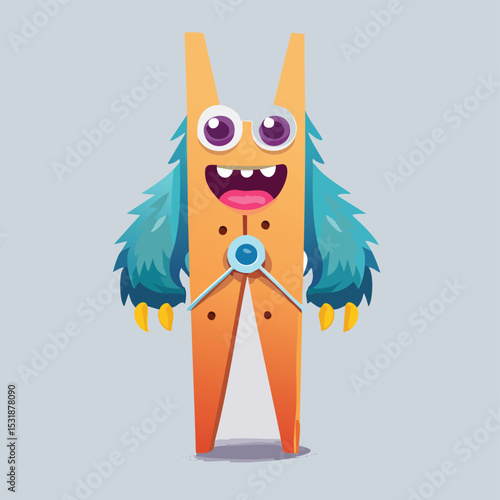 clothes peg Flat Illustration Featuring Clean Shapes and Bold Outlines