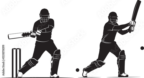 Cricket fielder silhouette vector illustration