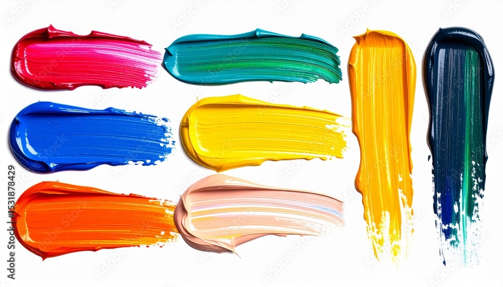 Naklejka premium Vibrant Colorful Paint Strokes on White Background