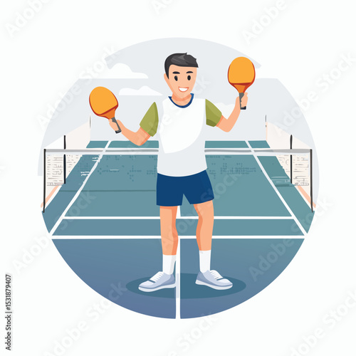 tabletennis Vector Art in Modern Flat Design with Crisp Lines