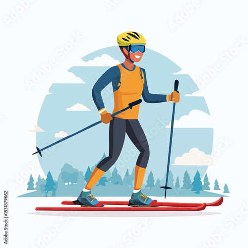 biathlon Vector Art in Modern Flat Design with Crisp Lines