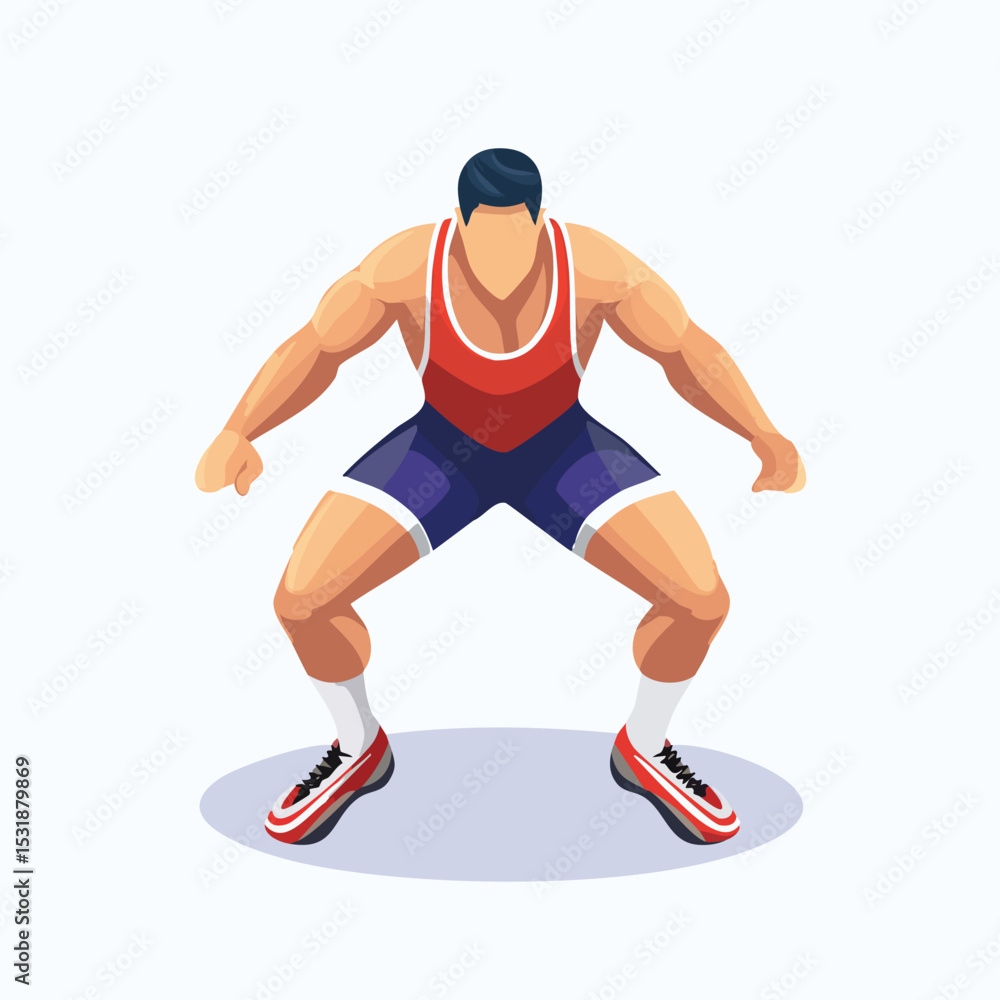 Obraz premium wrestling Stylized Isometric Vector Illustration with Smooth Line Art and Flat Colors