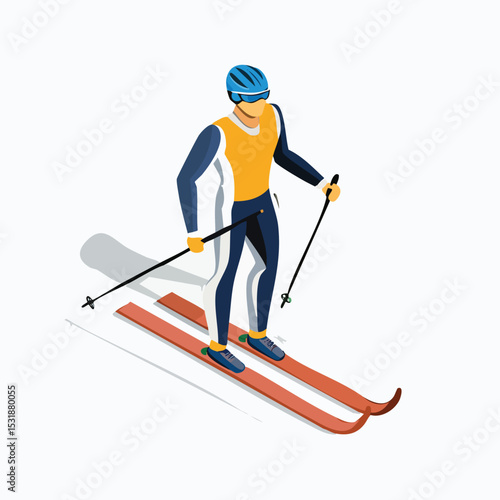 biathlon Stylized Isometric Vector Illustration with Smooth Line Art and Flat Colors