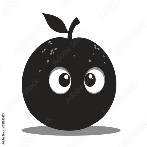 Wallpaper Mural Minimalist Cartoon Orange Black Silhouette Vector with Big Eyes and Leaf on White Background Torontodigital.ca